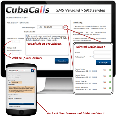 Kuba SMS Versandformular